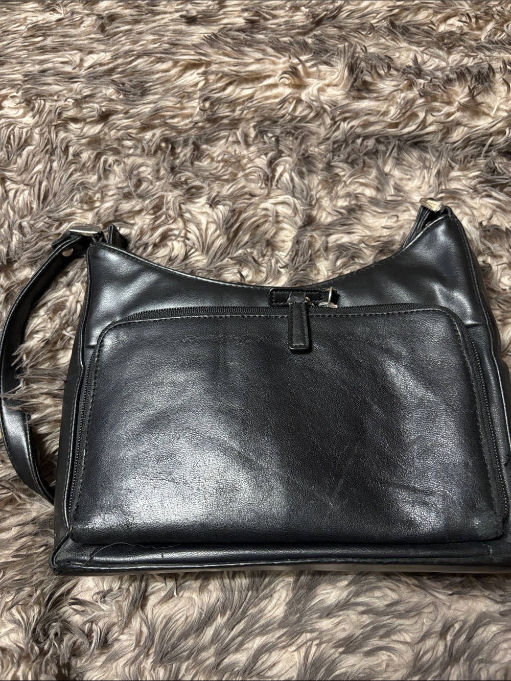 Vintage Jessica Classic Black Leather Shoulder Bag for Women